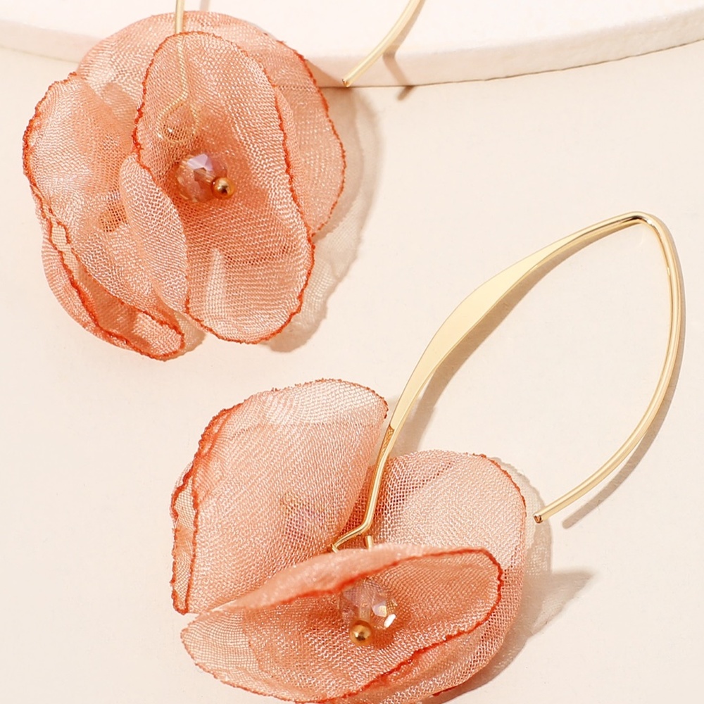 Coral Floral Blossom Earrings